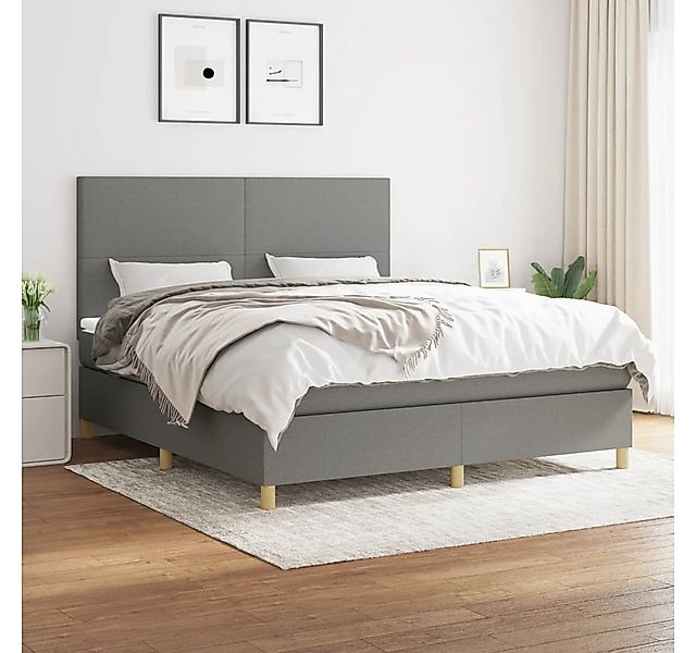 vidaXL Boxspringbett Boxspringbett mit Matratze Dunkelgrau 160x200 cm Stoff günstig online kaufen