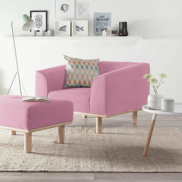 home24 Mørteens Sessel Aya Rose Webstoff 100x72x90 cm (BxHxT) günstig online kaufen