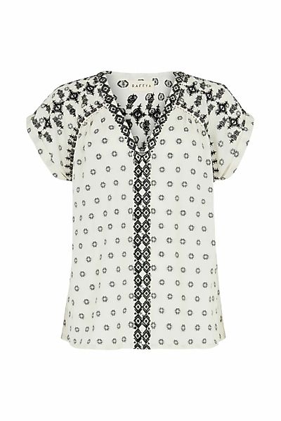RAFFYA Hemdbluse "Amira V-Neck Embroidered Blouse Damen" günstig online kaufen