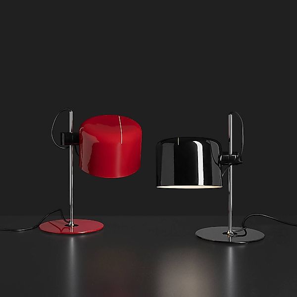 Oluce Tischleuchte Coupé, rot/chom, Metall, Höhe 45 cm, E27 günstig online kaufen