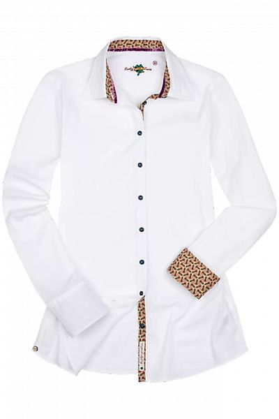 Weiße Designer-Bluse mit lässig bunten Details - alle Anlässe - Stretch günstig online kaufen