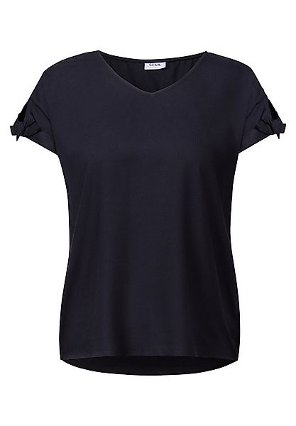 CECIL Kurzarmbluse TOS Solid Blouse w. Knot urban dark blue günstig online kaufen