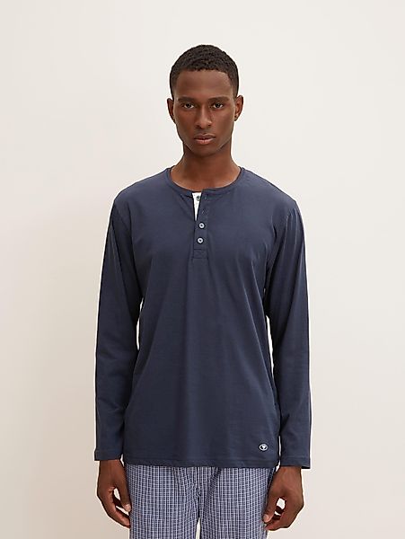TOM TAILOR Unterhemd Pyjama-Langarmshirt aus Baumwolle günstig online kaufen