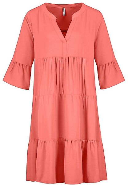 SUBLEVEL Shirtkleid V-Ausschnitt, 3/4-Ärmel, Volant-Saum, lockerer Schnitt günstig online kaufen