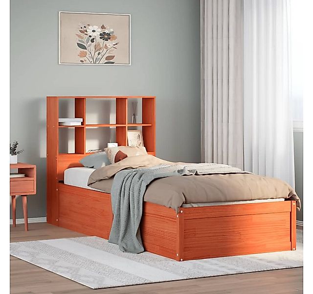 vidaXL Bett, Massivholzbett ohne Matratze Wachsbraun 100x200 Kiefernholz günstig online kaufen