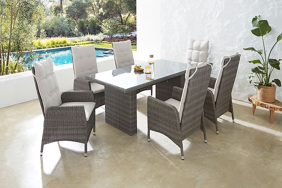 KONIFERA Garten-Essgruppe »Casablanca« Set, 6x Sessel, 1x Tisch 180x90x74 c günstig online kaufen
