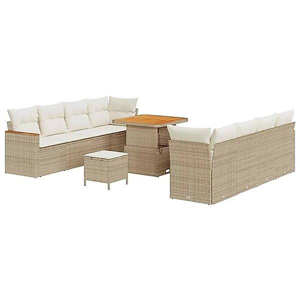 vidaXL Gartensofa-set mit Kissen 11-Tlg Beige Poly-Rattan 3364966 günstig online kaufen
