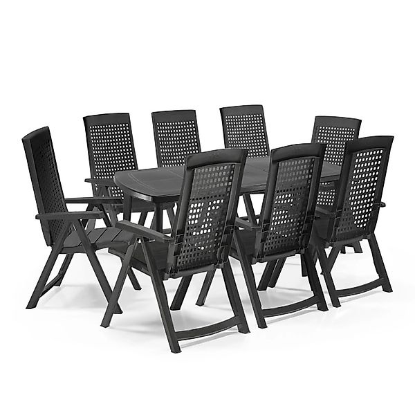 Shaf Milano 9-tlg. Outdoor-Essgruppe mit Atlantic Esstisch Anthrazit Wetter günstig online kaufen
