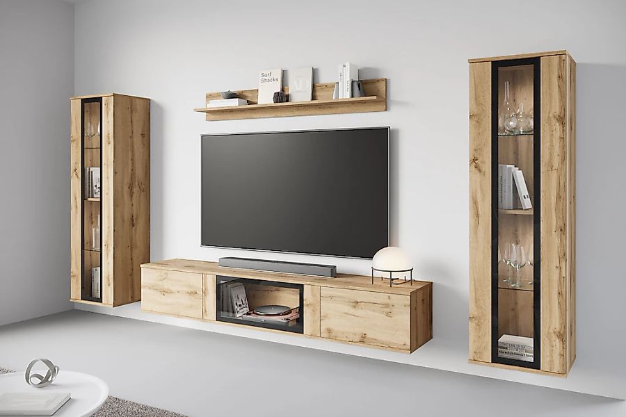 INOSIGN Wohnwand "Caro, stehend und hängend montierbar", (Komplett-Set, 4 S günstig online kaufen
