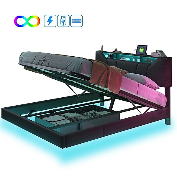 FUROKOY Polsterbett Doppelbett Hydraulisch Stauraumbett mit günstig online kaufen