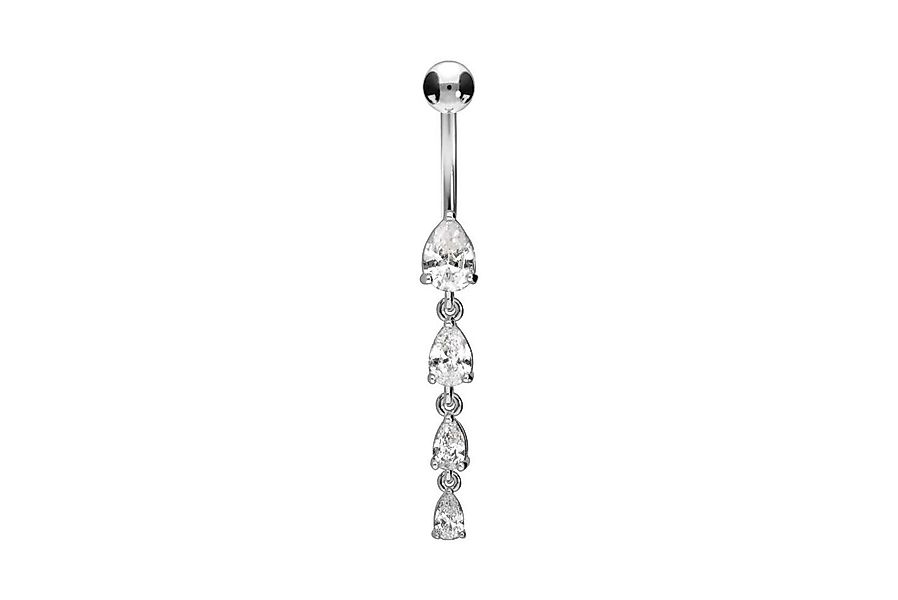 PIERCINGLINE Bauchnabelpiercing Chirurgenstahl Bananabell 4 KRISTALLTROPFEN günstig online kaufen