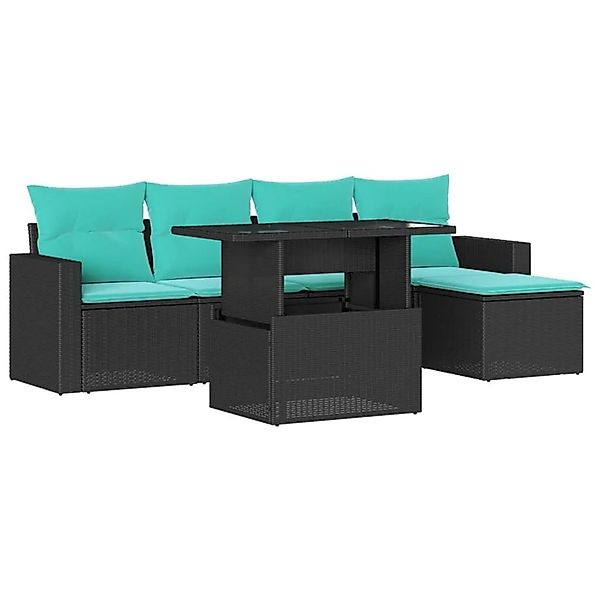 vidaXL 6-Tlg Gartensofa-Set mit Kissen Schwarz Polyrattan 3267237 günstig online kaufen
