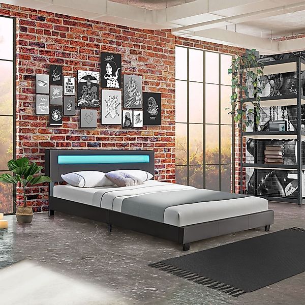 Juskys Polsterbett Paris, 160x200 cm, RGB-LED, günstig online kaufen