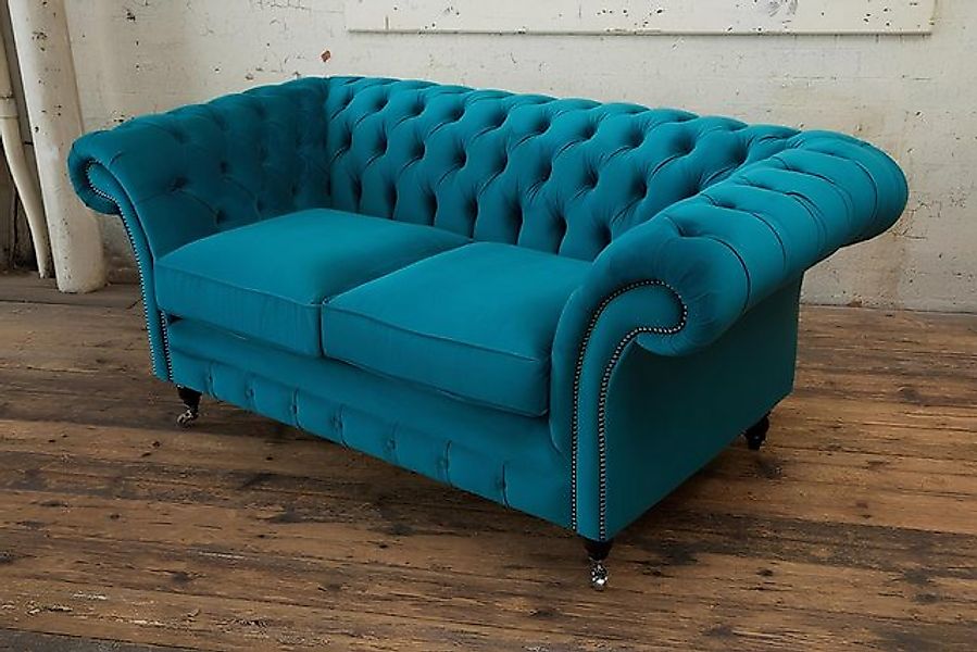 Xlmoebel Sofa Samt Chesterfield Zweisitzer mit edlem Design - Textilsofa in günstig online kaufen