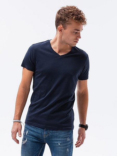 OMBRE T-Shirt Ombre Herren-T-Shirt BASIC mit V-Ausschnitt - dunkelblau V2 S günstig online kaufen