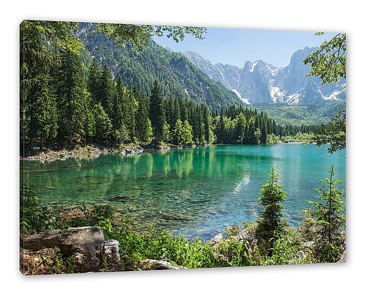 Pixxprint Leinwandbild Wunderschöner See im Wald, günstig online kaufen