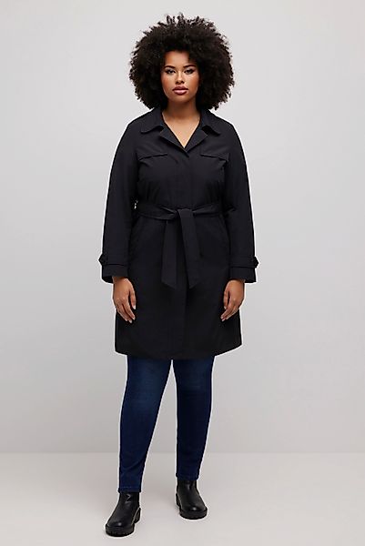 Ulla Popken Wintermantel Trenchcoat A-Linie Hemdkragen günstig online kaufen
