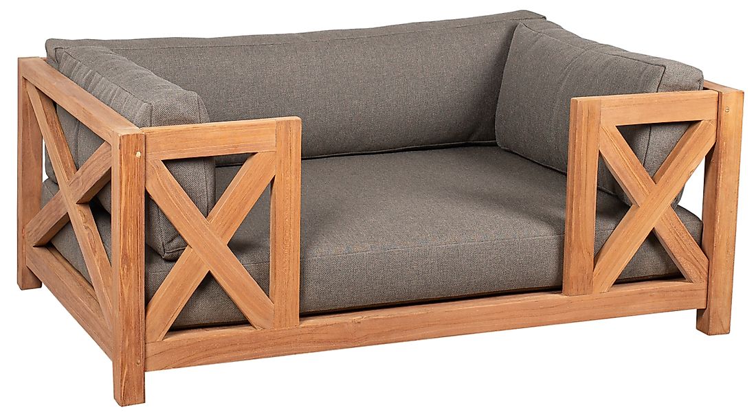 MR.DEKO Hundekorb Größe L Teakholz 95x75x45 günstig online kaufen