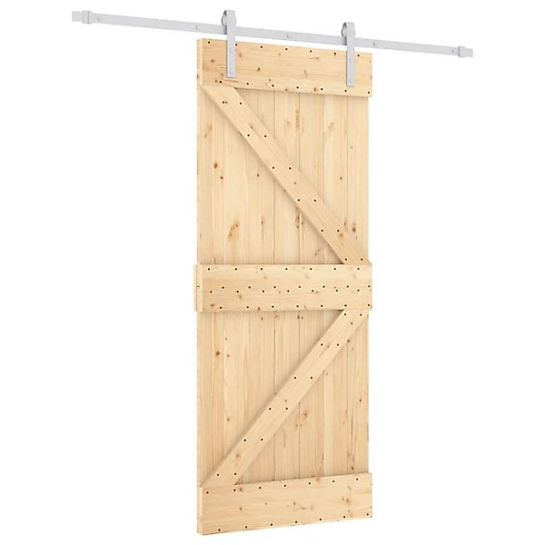 vidaXL Schiebetür mit Beschlag 85x210 cm Massivholz Kiefer 3203021 günstig online kaufen