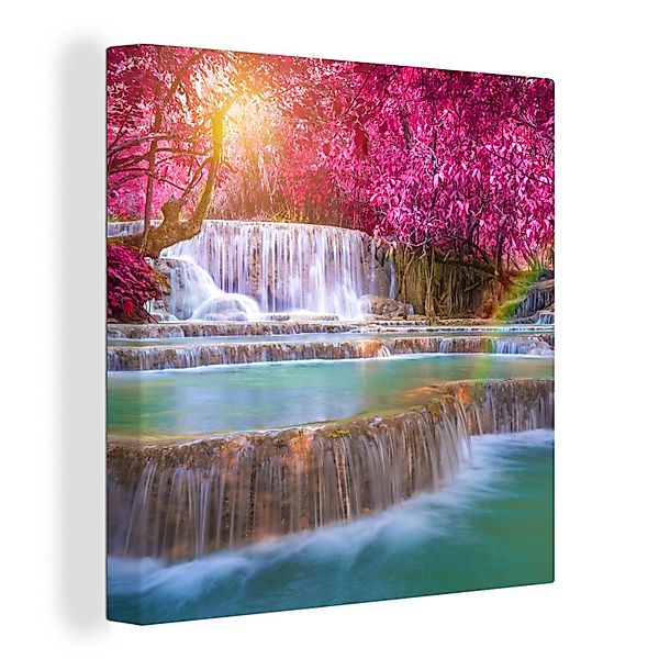 OneMillionCanvasses® Leinwandbild Wasserfall - Regenbogen - günstig online kaufen