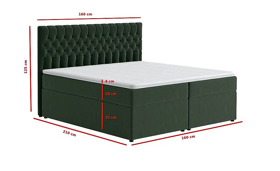 Boxbett mit Bettkasten Belek ¦ grün Betten > Komfortbetten - Höffner günstig online kaufen