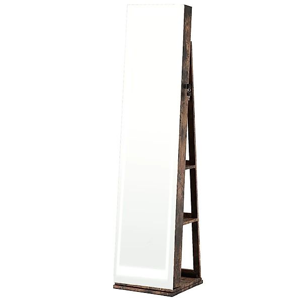 Costway Schmuckschrank mit Beleuchtung mit Make-Up-Spiegel Braun günstig online kaufen