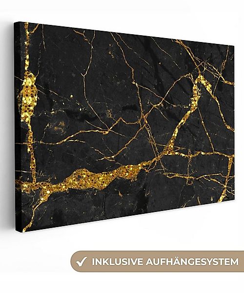 OneMillionCanvasses® Leinwandbild Marmor - Gold - Schwarz - Marmoroptik - L günstig online kaufen