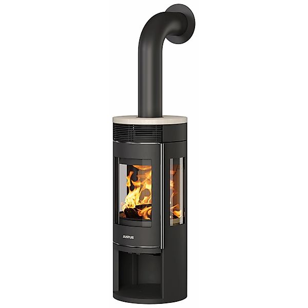 Justus Kaminofen Mino Trios 2.0 Stahl Schwarz Sandstein Holzoptik 5 kW günstig online kaufen