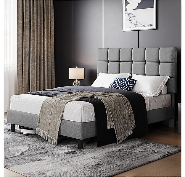 Yaheetech Polsterbett Bettgestell, Doppelbett mit Höhenverstellbarem Kopfte günstig online kaufen