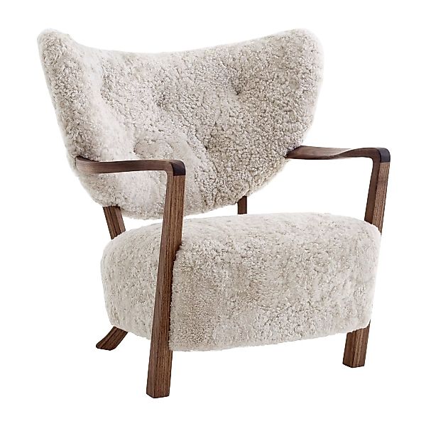 &Tradition - Wulff ATD2 Lounge Chair Gestell Walnuss - weiß/walnuss/Schaffe günstig online kaufen