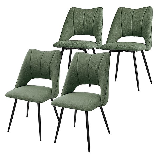 ML-Design Esszimmerstühle 4Er Set Grün aus Stoffbezug mit Rückenlehne günstig online kaufen