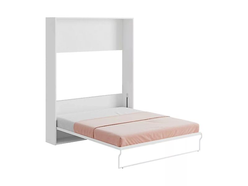 Schrankbett 160 x 200 cm - Manuelle vertikale Öffnung - Weiß und Grau - MAL günstig online kaufen