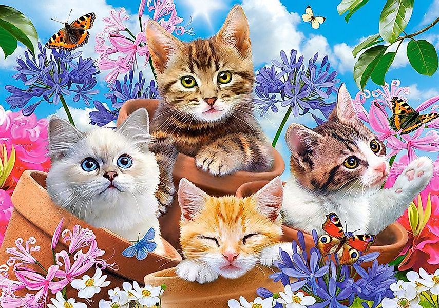 Castorland Puzzle Kätzchen in den Blumen, Puzzleteile günstig online kaufen