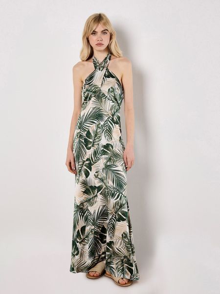 Apricot Maxikleid Tropical Satin Kleid mit günstig online kaufen