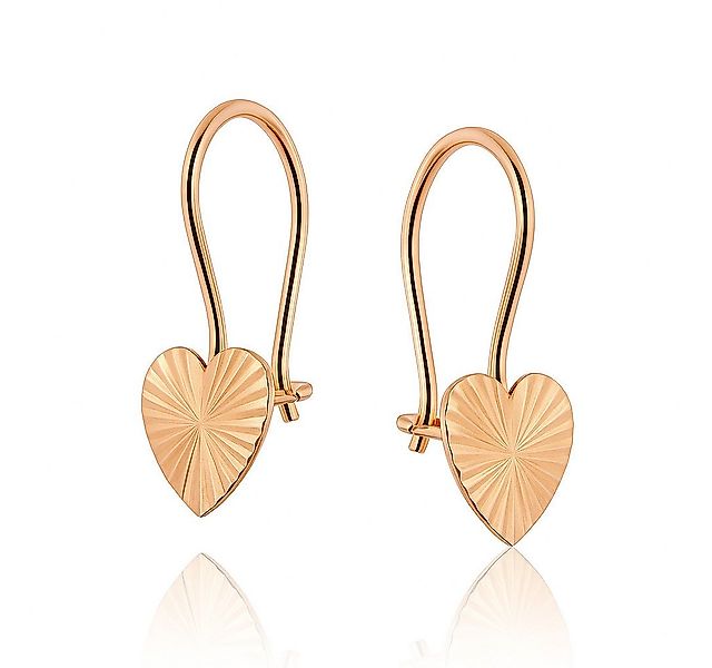Golders Paar Ohrhänger strukturierte Herz-Ohrringe aus 585 Rotgold (2-tlg), günstig online kaufen