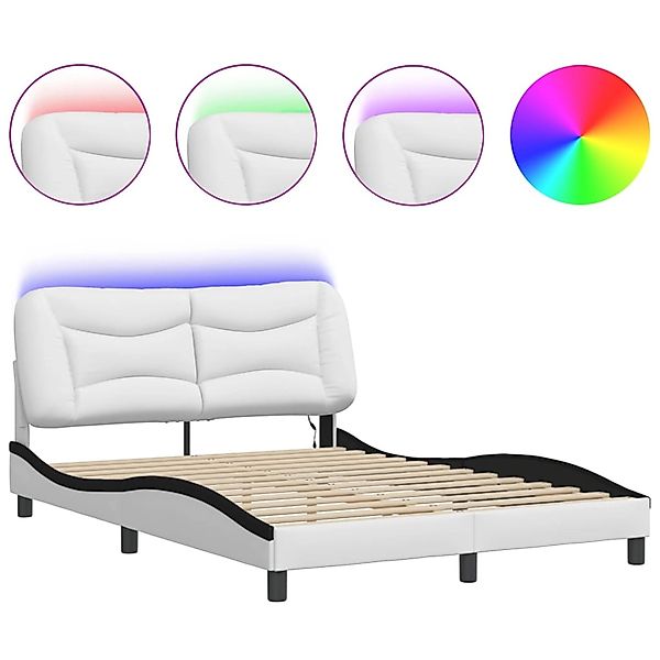 vidaXL Bettgestell mit LED ohne Matratze Hvar Weiß und Schwarz 120x200 cm K günstig online kaufen