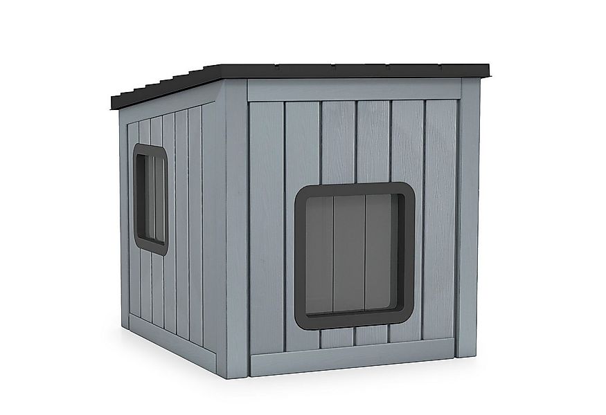 KOMFOTTEU Hundehütte, Katzenhaus aus PP mit 2 Türen und geneigtem Dach günstig online kaufen