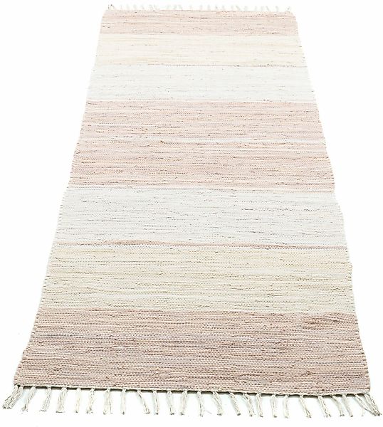 THEKO Teppich "Stripe Cotton, handgewebt" rechteckig 5 mm Höhe Flachgewebe, günstig online kaufen