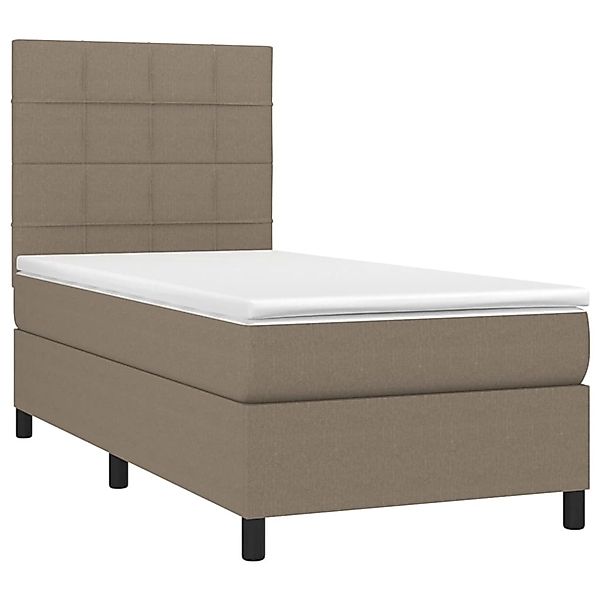 vidaXL Boxspringbett mit Matratze & LED Taupe 90x200 cm Stoff 3134849 günstig online kaufen