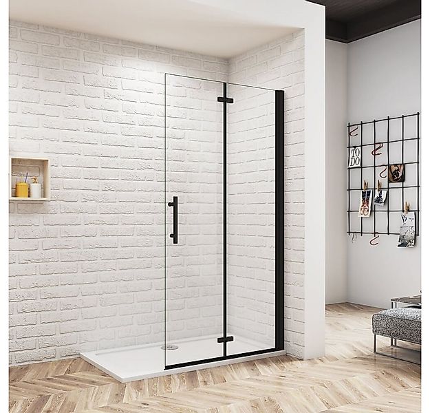 duschspa Duschwand 185cm Nano Glas Nischentür Dusche schwarz Falttüren Dusc günstig online kaufen