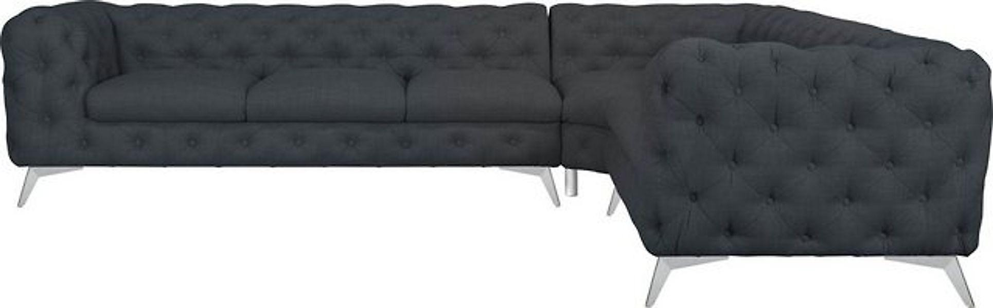 Leonique Chesterfield-Sofa "Ecksofa GLYNIS L-Form mit Wellenunterfederung, günstig online kaufen
