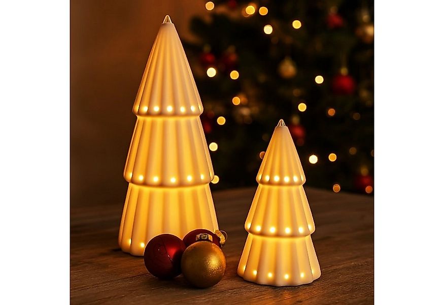 Online-Fuchs Dekobaum - 2er Set LED-Tannenbaum aus Keramik - Weihnachtswald günstig online kaufen