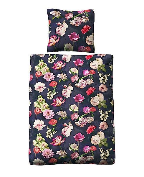 JACK Bettwäsche 135x200cm Blumen Bunt Dunkelblau, Biber, 2 teilig, tolles f günstig online kaufen