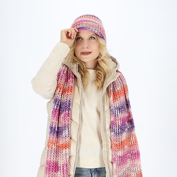 halsüberkopf Accessoires Strickmütze Umschlagmütze mit Farbverlauf günstig online kaufen
