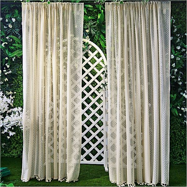 Sunicol Vorhang Vintage, Quasten Fenster Sheer günstig online kaufen