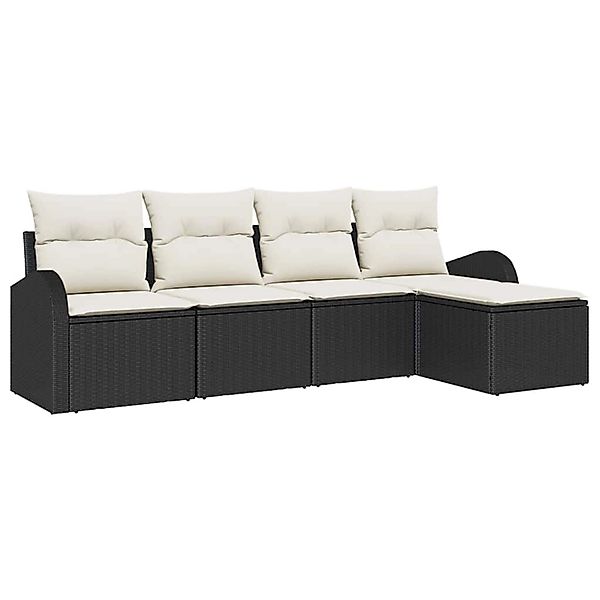 vidaXL Garten-Sofa-Set mit Kissen 5-Tlg Schwarz Poly Rattan 3345997 günstig online kaufen