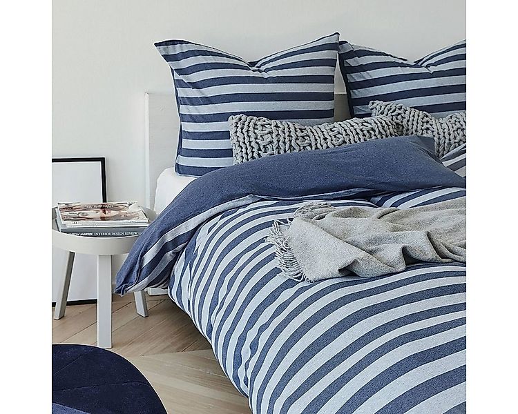 TRAUMSCHLAF Bettwäsche Melange-Stripe Marine, Jersey, 2 teilig, pflegeleich günstig online kaufen
