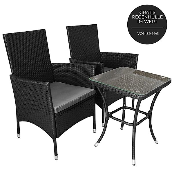 Monstershop Rattan Bistro Set Schwarz günstig online kaufen