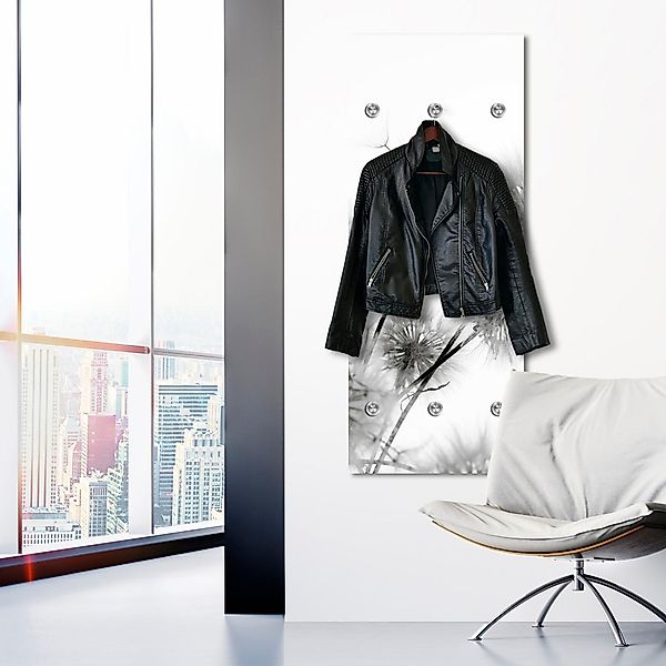 queence Garderobenleiste "Pusteblumen", Wandgarderobe, Garderobe, Schwarz/W günstig online kaufen