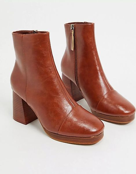 ASOS DESIGN – Rhona – Stiefel mit Plateausohle in Bronze-Braun günstig online kaufen